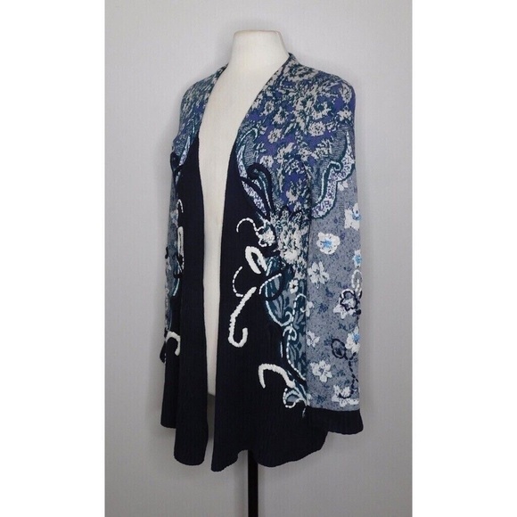 Anthropologie HWR MONOGRAM Emmia Hand-Stitched Embroidered Cardigan Sweater S - Picture 6 of 15